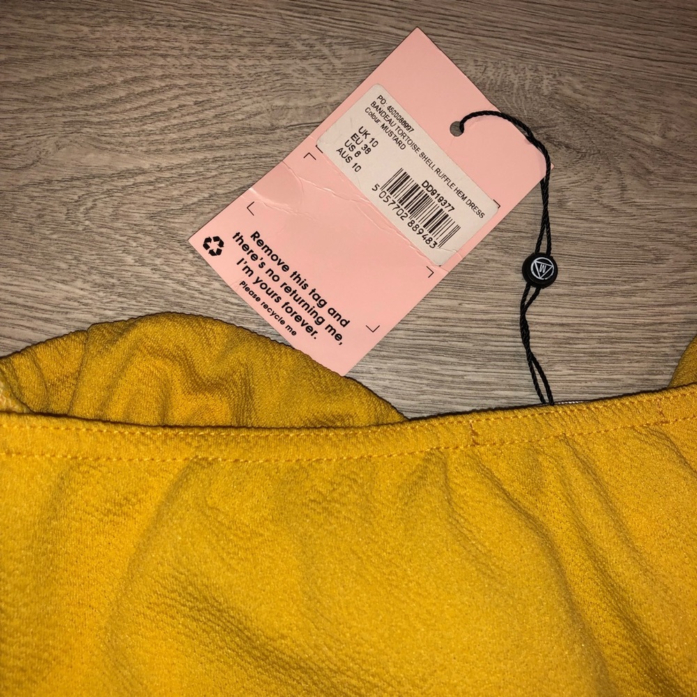 *NEW* Missguided Mustard Shell Ruffle Hem Dress - Picture 7 of 8